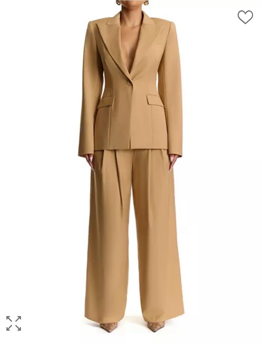 NWT Naked Wardrobe Suiting Pleated Wide-Leg Pant Camel